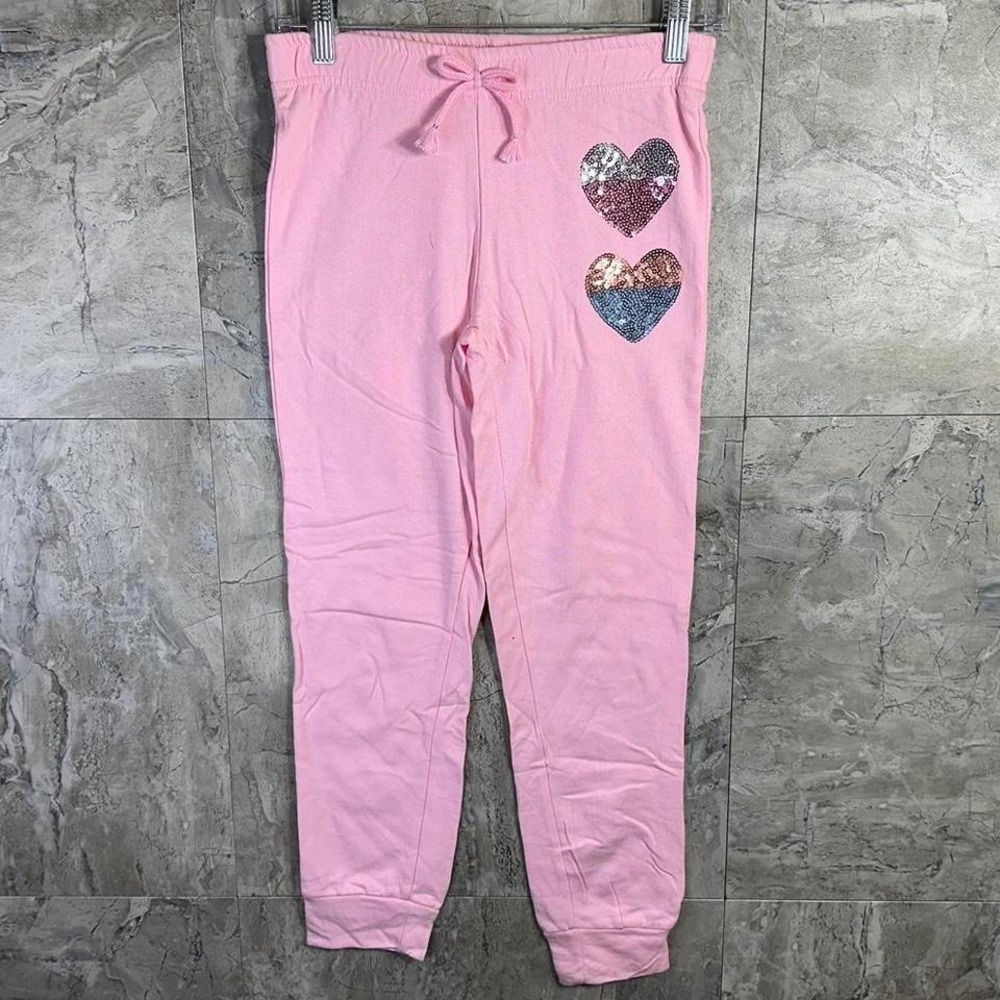 Pink‎ sequin heart joggers Kids Medium 10-12 #kidswear